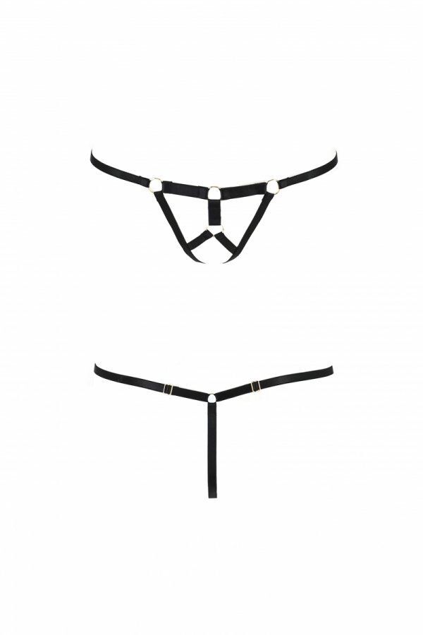 Трусики стрінги зі стреп ARMANDA THONG black XXL/XXXL - Passion Exclusive