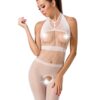 Бодістокінг Passion BS048 white, комбінезон, імітація колгот та відкритого топа