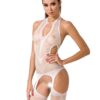 Бодістокінг Passion BS053 white, комбінезон, імітація панчох і пояса