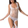 Бодістокінг Passion BS060 white, комбінезон, імітація трусиків і гольфів