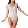 Бодистокинг Passion BS064 white, боди, закрытое плечо