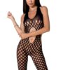 Бодистокинг Passion BS065 black, комбинезон, крупная сетка