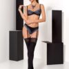 Комплект белья GISELE SET black L/XL - Passion Exclusive: лиф, трусики с пажами