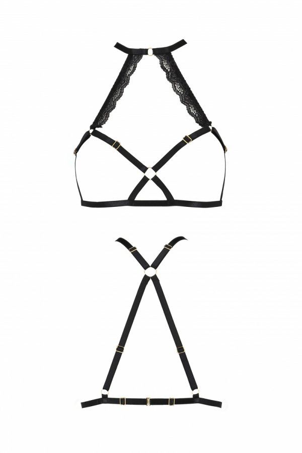 Портупея зі стреп з мереживом LORRY BRA black S/M - Passion Exclusive