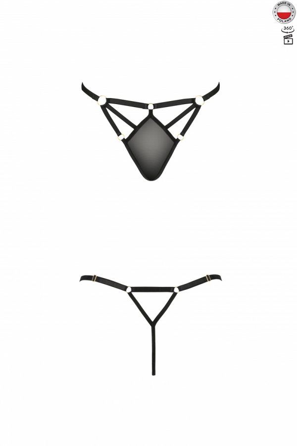 Стрінги зі стреп MEGGY THONG black L/XL - Passion Exclusive