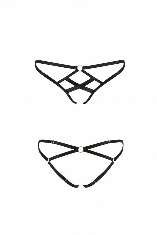 Трусики з стреп NICKY THONG black L/XL - Passion Exclusive