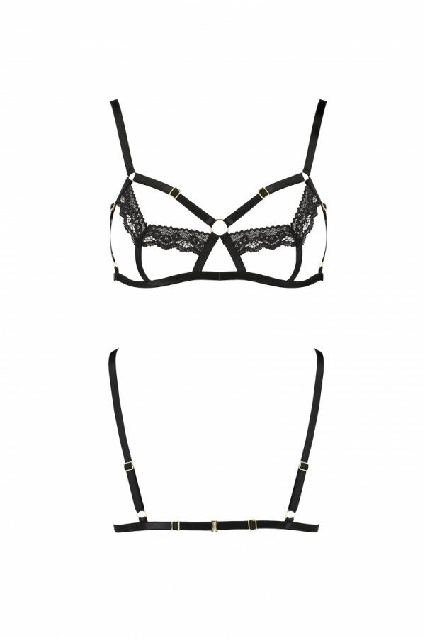 Бюстгальтер-стрепи з мереживом SOLON BRA black L/XL - Passion Exclusive