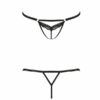 Відверті трусики-стрепи з мереживом SOLON THONG black S/M - Passion Exclusive