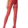 Еротичні колготки-бодістокінг Passion S012 red, імітація панчох, пояса та ажурних трусиків