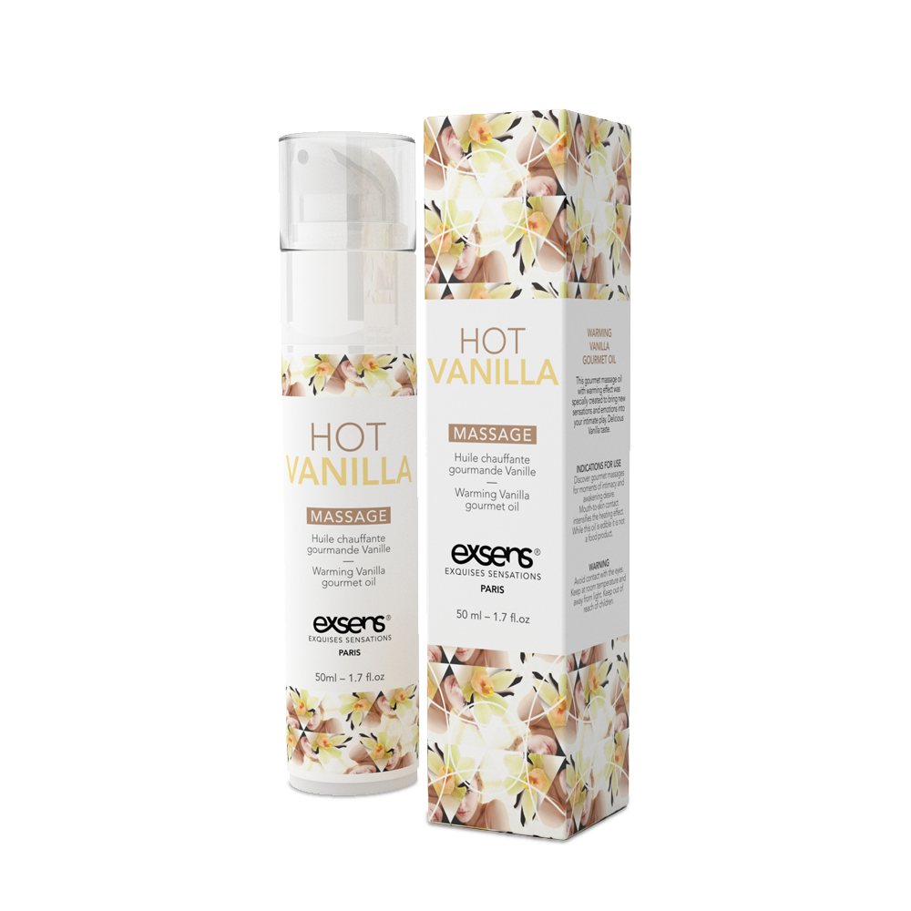 Масажна олія EXSENS Hot Vanilla 50мл розігріває, без цукру, без парабенів, їстівна