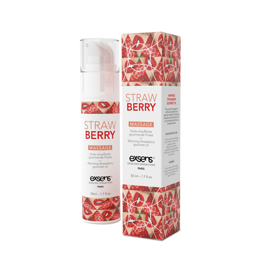 Масажна олія EXSENS Strawberry 50мл розігріває, без цукру, без парабенів, їстівна