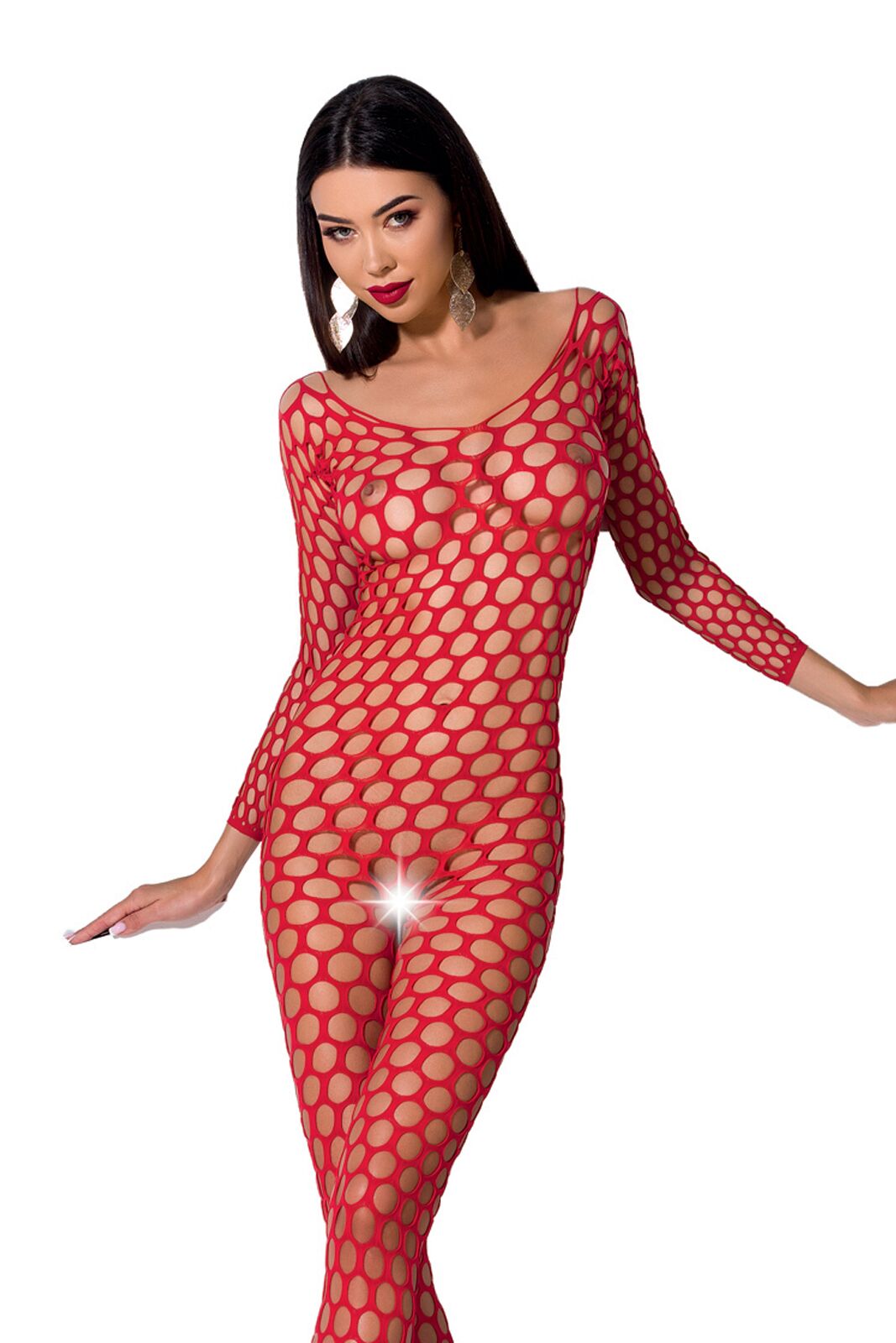 Бодістокінг з крупною сіткою Passion BS077 red