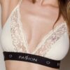 Еластичний топ з мереживом Passion PS001 TOP ecru, size S
