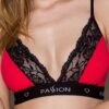 Еластичний топ з мереживом Passion PS001 TOP red-black, size XL