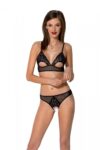 Комплект: бралет з ажурним ліфом та відкритими трусиками Christa Set with Open Bra black S/M — Passi