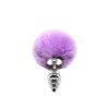 Металева анальна пробка Кролячий хвостик Alive Fluffly Twist Plug S Purple