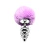 Металева анальна пробка Кролячий хвостик Alive Fluffly Twist Plug L Purple