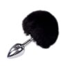 Металева анальна пробка Кролячий хвостик Alive Fluffly Plug S Black