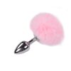 Металева анальна пробка Кролячий хвостик Alive Fluffly Plug S Pink