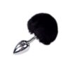 Металева анальна пробка Кролячий хвостик Alive Fluffly Plug M Black