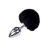 Металева анальна пробка Кролячий хвостик Alive Fluffly Plug L Black