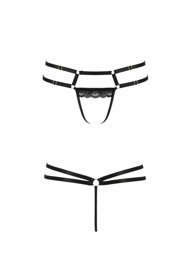 Трусики-стрінги зі стреп з мереживом LORRY THONG black XXL/XXXL - Passion Exclusive