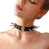 Чокер серце з великими шипами, із натуральної шкіри Art of Sex - Crystal, чорний